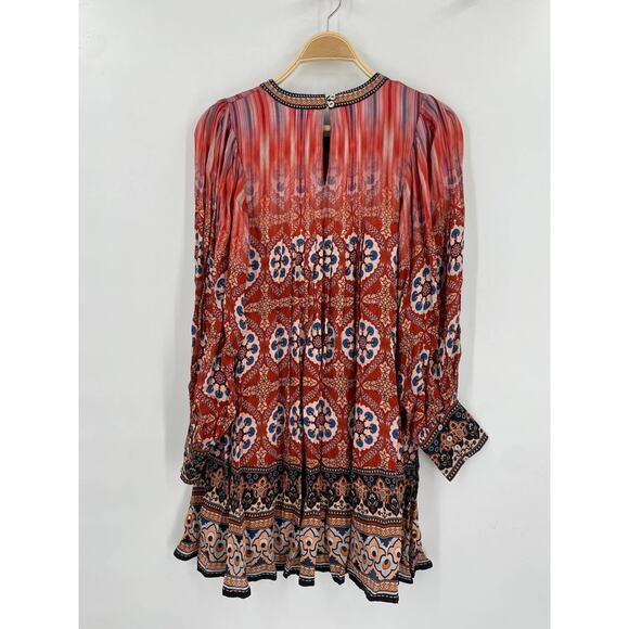 Anthropologie Tanvi Kedia S red satin Boho Mini Dress - Picture 5 of 6